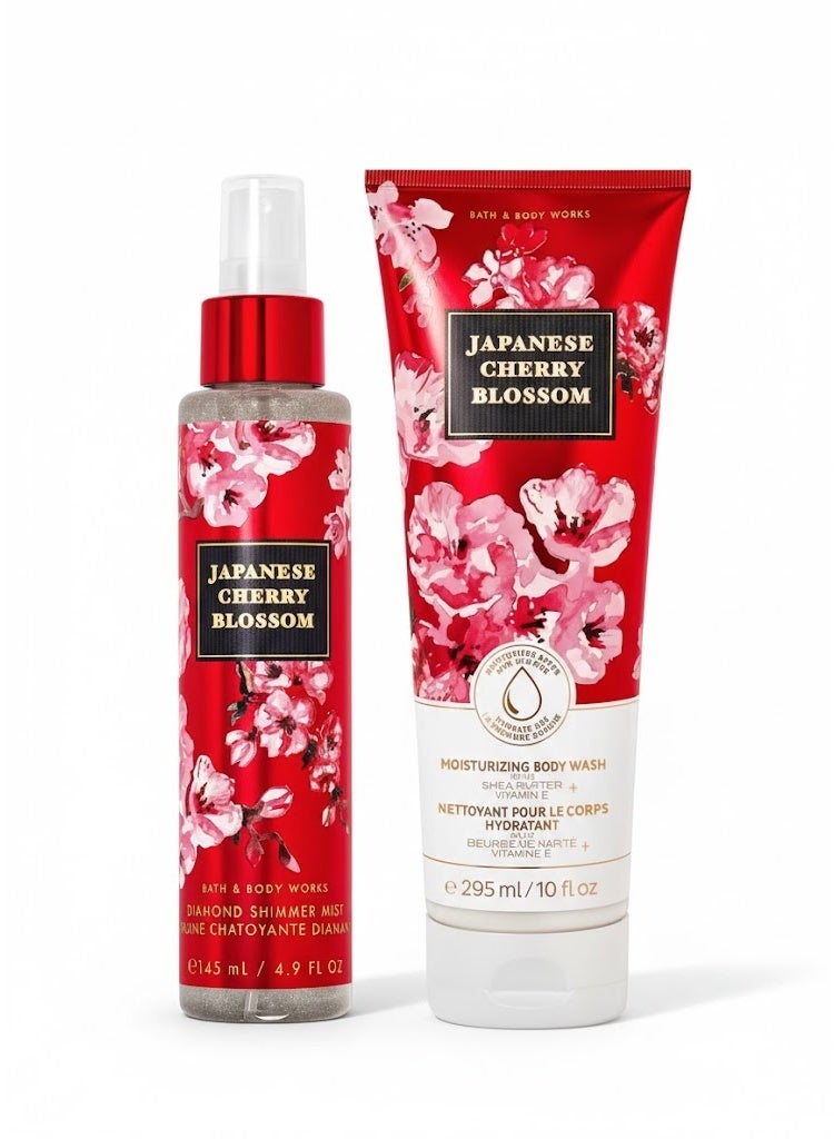 Bath & Body Works Japanese Cherry Blossom Ultimate Hydration Body Cream 226g & Japanese Cherry Blossom Diamond Shimmer Mist 236ml Bundle - Image 1